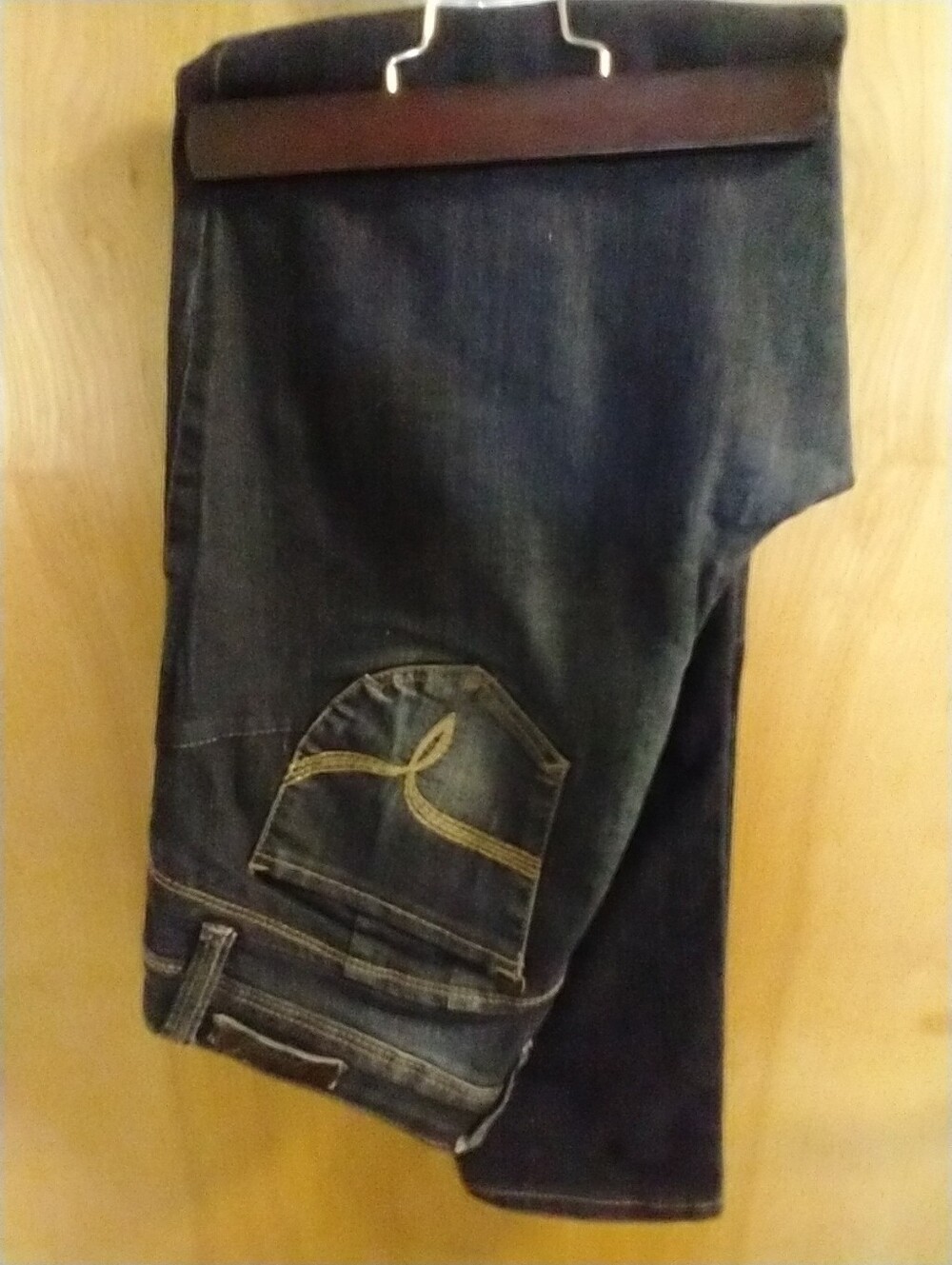 Royalty For Me Dark Blue Slim Straight Jeans with Contrast Stitching Size 8